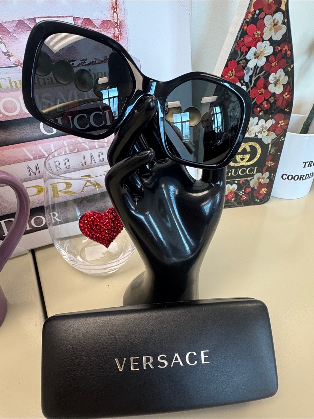 Versace Black Oversized Butterfly Sunglasses